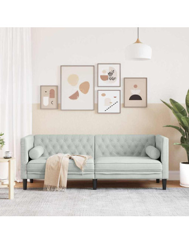 Divano Chesterfield Grigio chiaro 194 x 74.5 x 70.5 cm Velluto