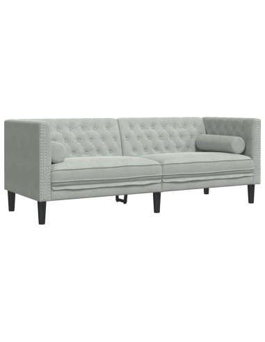 Divano Chesterfield Grigio chiaro 194 x 74.5 x 70.5 cm Velluto
