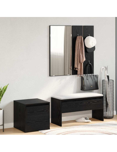 Set mobili da ingresso 3 pcs Rovere nero 80 x 31 x 40 cm