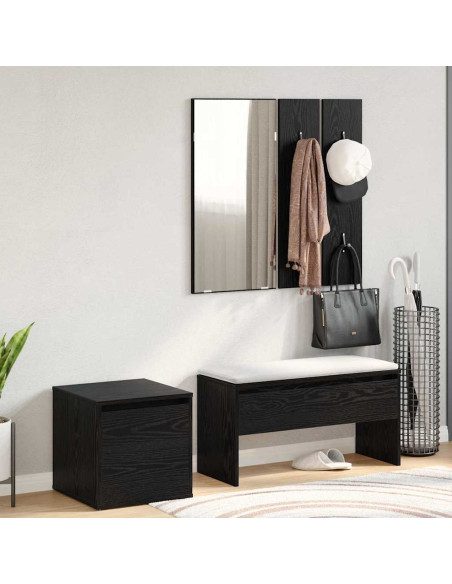 Set mobili da ingresso 3 pcs Rovere nero 80 x 31 x 40 cm