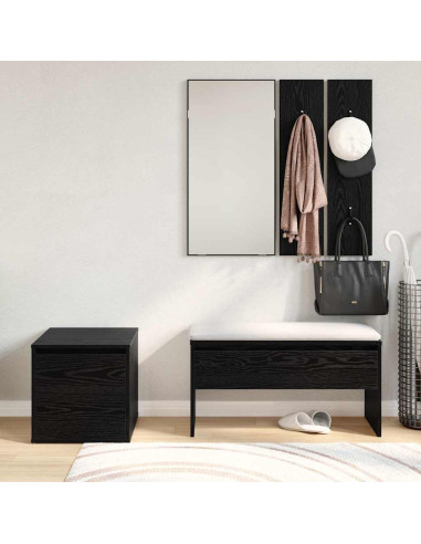 Set mobili da ingresso 3 pcs Rovere nero 80 x 31 x 40 cm