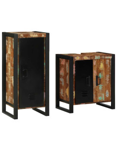 Set di mobili per il bagno con porta legno massello di riciclo 2