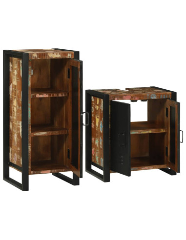 Set di mobili per il bagno 2 pcs Legno massello riciclato