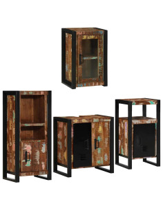 Set di mobili per il bagno 4 pcs Legno massello riciclato 2