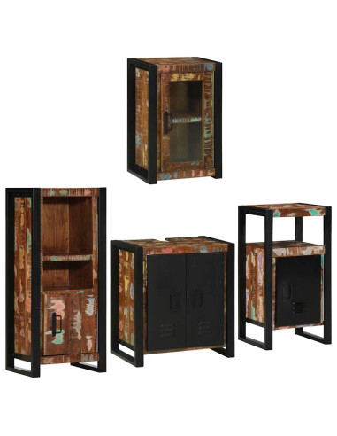 Set di mobili per il bagno 4 pcs Legno massello riciclato