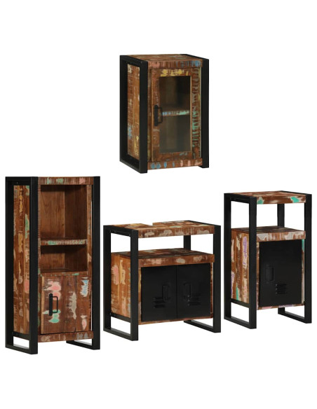 Set di mobili per il bagno 4 pcs Legno massello riciclato