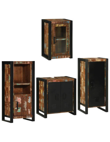 Set di mobili per il bagno 4 pcs Legno massello riciclato