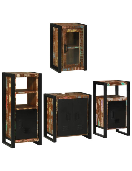 Set di mobili per il bagno 4 pcs Legno massello riciclato