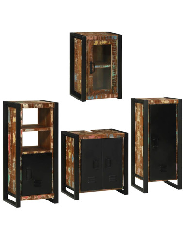 Set di mobili per il bagno 4 pcs Legno massello riciclato