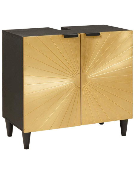 Set di mobili per il bagno 2 pcs Nero e Oro 62 x 33 x 58 cm