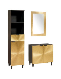 Set di mobili per il bagno 3 pcs Nero e Oro 38 x 33 x 160 cm 2