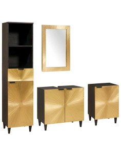Set di mobili per il bagno 4 pcs Nero e Oro 38 x 33 x 160 cm 2