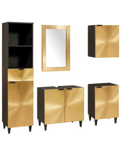 Set di mobili per il bagno 5 pcs Nero e Oro 38 x 33 x 160 cm 2