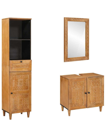 Set di mobili per il bagno 3 pcs Marrone 38 x 33 x 160 cm