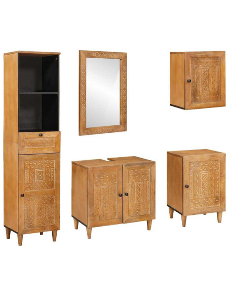 Set di mobili per il bagno 5 pcs Marrone 38 x 33 x 160 cm