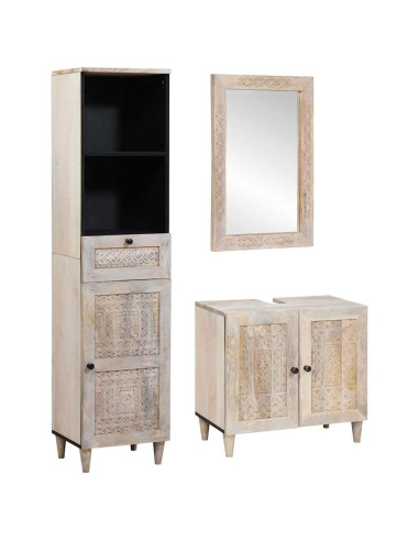 Set di mobili per il bagno 3 pcs Bianco 38 x 33 x 160 cm