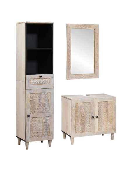 Set di mobili per il bagno 3 pcs Bianco 38 x 33 x 160 cm