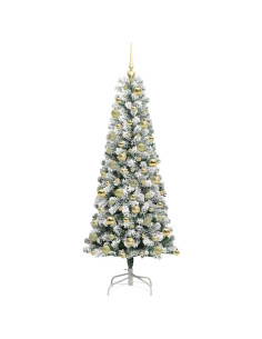 Albero di Natale Artificiale con Rami Pieghevoli Verde e Bianco