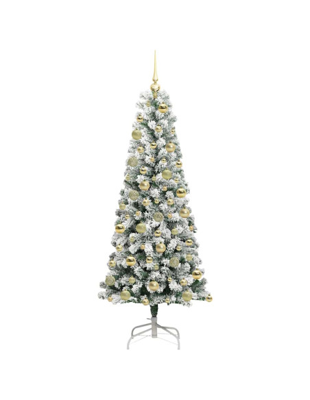 Albero di Natale Artificiale con Rami Pieghevoli Verde e Bianco