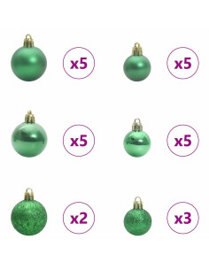 Albero di Natale snodato con 300 LED Verde e Bianco 180 cm