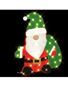 Babbo Natale Illuminato Bianco caldo 62 x 70 cm Tessuto di Lamè