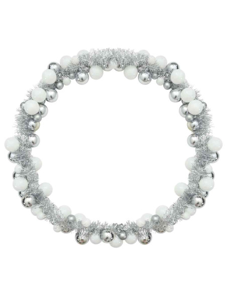 Ghirlanda di Palline di Natale Bianco e Argento 186 cm