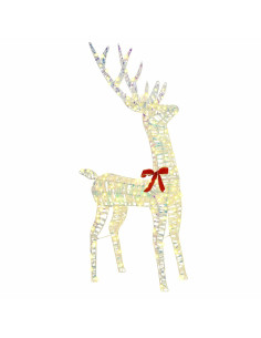 Famiglia di Renne 3 pcs Bianco caldo 128 cm PET