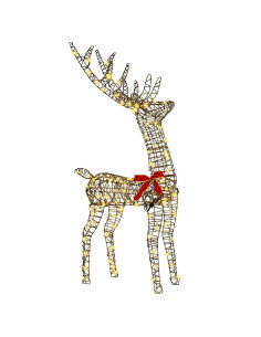 Famiglia di Renne 3 pcs Bianco caldo 128 cm Rattan