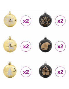 Set di Palle di Natale 40 pcs Nero e Oro