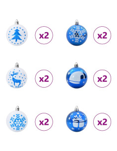Set di Palle di Natale 40 pcs Blu e Bianco
