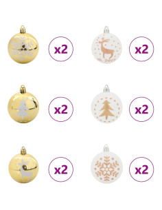 Set di Palle di Natale 40 pcs Bianco e Oro