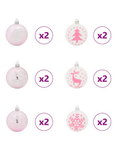 Set di Palle di Natale 40 pcs Bianco e Rosa