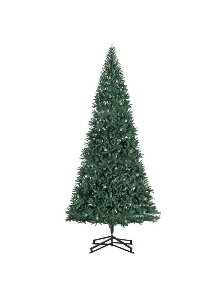 Albero di Natale Artificiale Pre-illuminato con Set di Palline