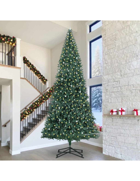 Albero di Natale Artificiale Pre-illuminato con Set di Palline
