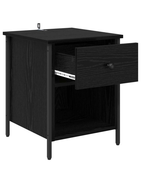 Armadio da Notte Rovere nero 40 x 42 x 50 cm Legno multistrato