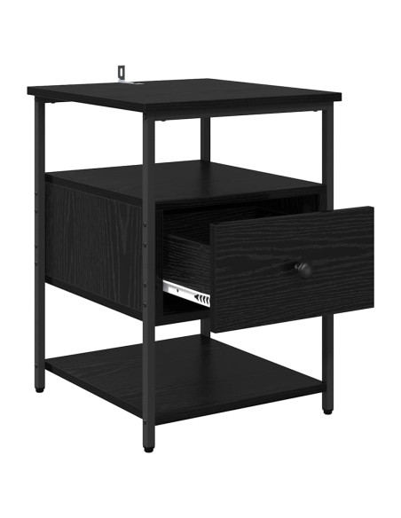 Armadio da Notte Rovere nero 40 x 42 x 56 cm Legno multistrato