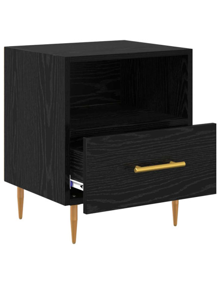Comodino con cassetto Nero 40 x 35 x 47,5 cm Legno multistrato