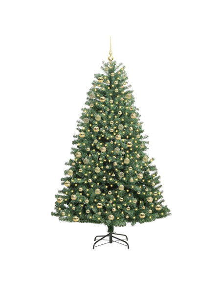 Albero di Natale Artificiale con Rami Pieghevoli Verde 210 cm