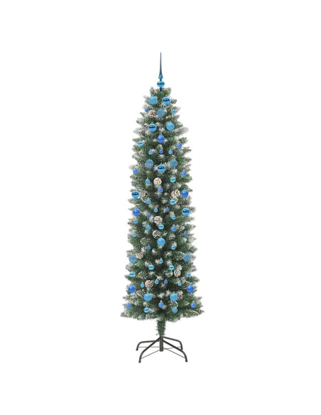 Albero di Natale Artificiale Sottile Verde e bianco 210 cm