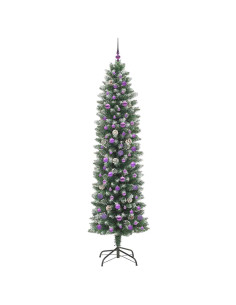 Albero di Natale Artificiale Sottile Verde e bianco 240 cm