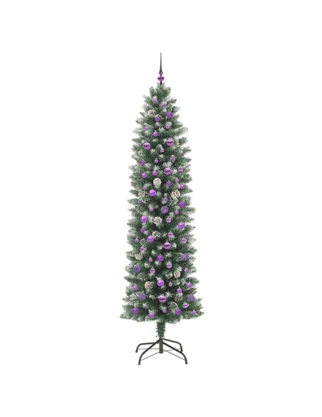 Albero di Natale Artificiale Sottile Verde e bianco 240 cm