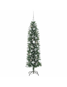 Albero di Natale Artificiale Sottile Verde e bianco 150 cm