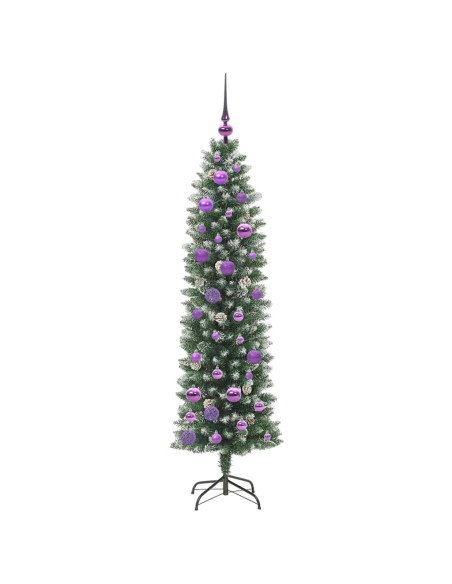 Albero di Natale Artificiale Sottile Verde e bianco 150 cm