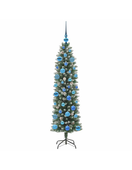 Albero di Natale Artificiale Sottile Verde e bianco 150 cm