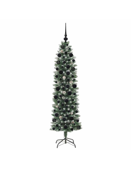 Albero di Natale Artificiale Sottile Verde e bianco 180 cm
