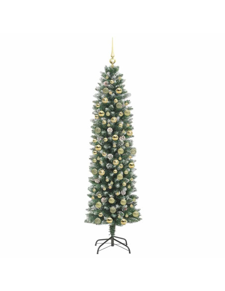 Albero di Natale Artificiale Sottile Verde e bianco 180 cm