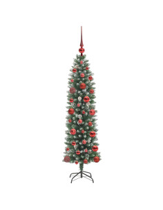 Albero di Natale Artificiale Sottile Verde e bianco 120 cm