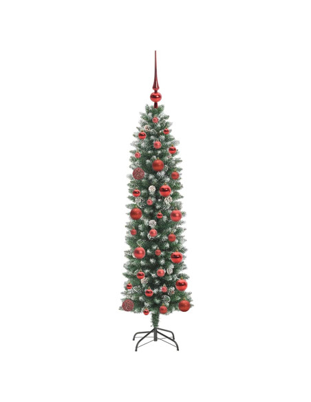 Albero di Natale Artificiale Sottile Verde e bianco 120 cm