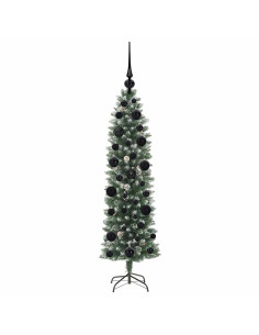 Albero di Natale Artificiale Sottile Verde e bianco 120 cm