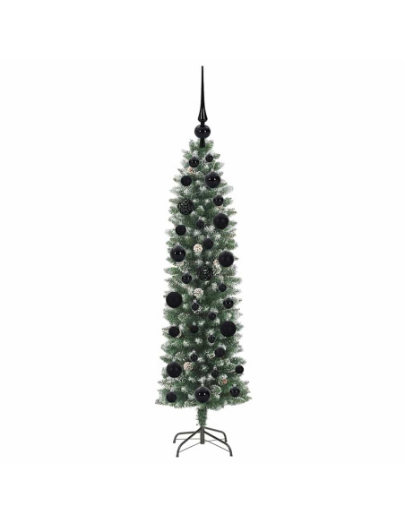 Albero di Natale Artificiale Sottile Verde e bianco 120 cm